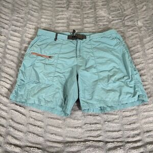 Mountain Standard MS1010 Mens 38 Teal Ripstop Utility Hiking Shorts Buckle Belt